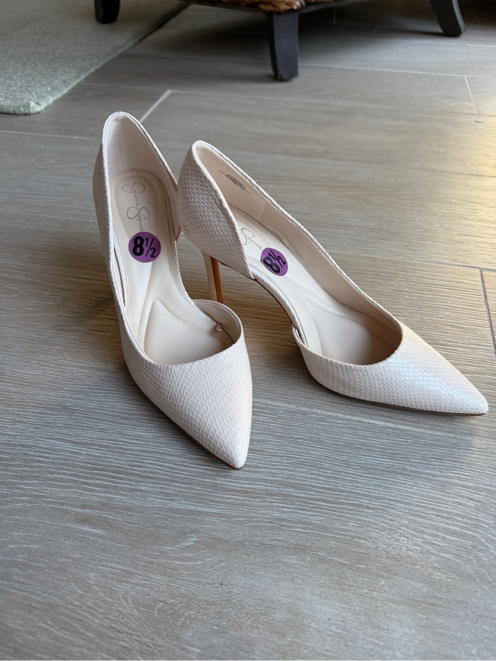 Jessica Simpson Ivory Textured Pointed-Toe Stiletto Pumps - Picture 8 of 8